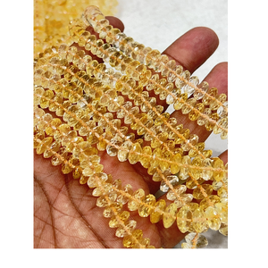 Quartz Citrine Jaune Naturel Coupe Allemande En Forme De Disque À Facettes Rondelle Perles Taille 7 À 8mm Pouces Strand - Product Image 1