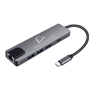 Hub Adattatore USB-C a 5 Porte in Lega di Alluminio con Ricarica Rapida 100W e Trasferimento Dati Ethernet Disponibile - Product Image 1