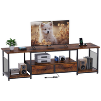 Soporte de TV moderno con 2 cajones de almacenamiento Unidad de entretenimiento elegante con capacidad de carga pesada y amplio almacenamiento