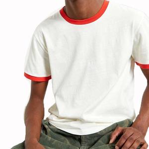 100% coton hommes T-Shirt couleur unie col rond rayé Design Slim Fitness Style décontracté séchage rapide et respirant Ranger chemise - Product Image 2