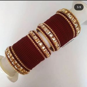 Duyên dáng hợp thời trang nhung Bridal Bangles với vàng đá làm việc mềm <span class=keywords><strong>Red</strong></span> Velvet Wedding mặc cho cô dâu - Product Image 2