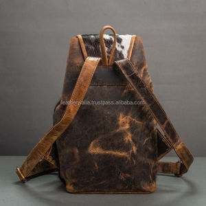 LW Fashion <b>Lady</b> Stylish College Student <b>Backpack</b> Cowhide Fur Leather with Cotton Lining Portable Hair-On- Leather Design - Product Image 3