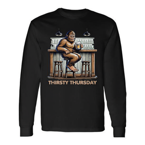 Camiseta de manga larga Thirsty Thursday Bigfoot At Bar Drinking Beer - Product Image 2