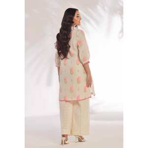 Conjunto de Traje para Mujer sin Costuras, Estampado Jacquard, Color Blanco Hueso - Product Image 3