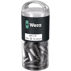 Screwdriver <b>Bit</b> Bulk Pack 867/1 Z 1/4" T30 Length 25mm DIN ISO 1173 Form C 6.3 100pcs/Box WERA - Product Image 1