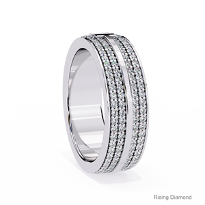 2,6 CTW Round Cut Lab Grown Diamond Full Eternity Set Alianza de boda y anillos de regalo de aniversario en oro blanco Producto CVD - Product Image 3