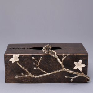 Caja de pañuelos de Hotel para el hogar Caja de pañuelos de Metal de aluminio de alta calidad con soporte de papel tisú de diseño Floral de flores - Product Image 1