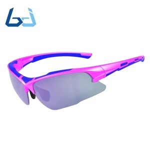 Borjye J113 Lente polarizada amarilla Marco azul Puente de nariz ajustable Gafas de ciclismo - Product Image 5