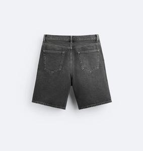 Pantalones cortos de mezclilla de carga para hombre High Street Vintage Fitness, transpirables, informales, XS, con botones y bolsillos, bordado de lona sostenible - Product Image 3