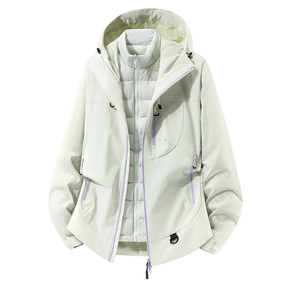 Veste d'homme d'hiver décontractée trois-en-un, logo personnalisé OEM, design personnalisé, détachable, coupe-vent, chaude, résistante au froid, pour l'extérieur - Product Image 3