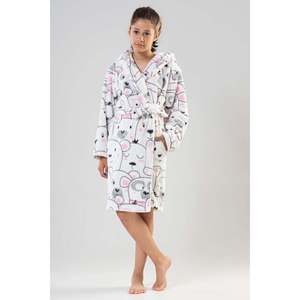 Bata corta de manga larga para mujer con bolsillos, abrigo suave con capucha para niña - Product Image 1