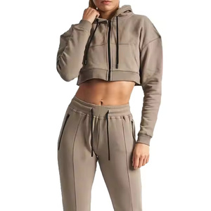 Custom High Quality 100% Cotton Fleece Anti-Wrinkle Mid Waist Hoodie <b>Trousers</b> Oversized Men's Casual Two Piece Stylish Tracksuit - Product Image 4