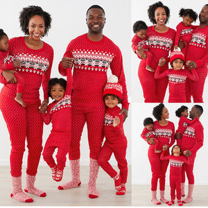 Nouvelle arrivée famille noir et rouge ensemble pijamas maman papa enfant familles 2024 gros coton pyjamas de noël - Product Image 3