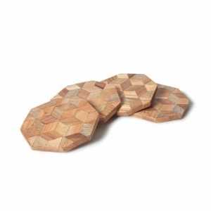 Recién llegado, juego de posavasos de té de madera, juego de posavasos de madera de mango de acacia de alta calidad, posavasos de diseño simple DE LA India - Product Image 6