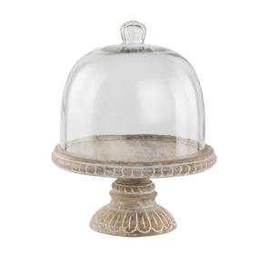 Modern Designer Handmade Eco-Friendly Wedding Decor <b>Table</b> <b>Top</b> Wooden Cake Platter Stand with Glass <b>Top</b> - Product Image 1