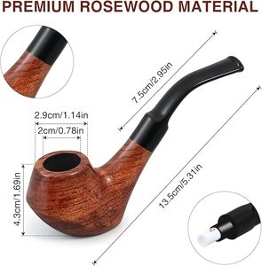 ไปป์สูบบุหรี่ไม้สไตล์วินเทจเพื่อประสบการณ์การสูบแบบดั้งเดิม ไปป์สูบบุหรี่ไม้รักษ์โลกสำหรับผู้ที่ชื่นชอบยาสูบ - Product Image 4