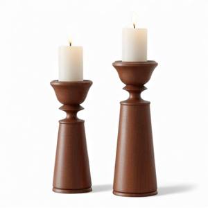 Juego de Portavelas Cilíndricos de Madera Natural Minimalista Moderno con Acabado Liso para Decoración del Hogar Contemporáneo - Product Image 5