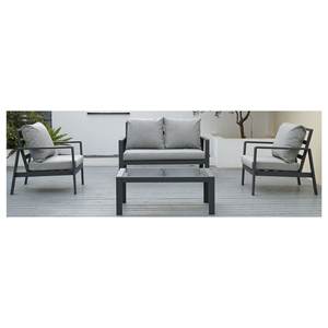 Amicasa STAR Juego de Muebles de Patio para 4 Personas, Aluminio y Poliéster en Gris BHR 10010 2 - Product Image 1