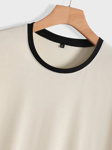 Camiseta de Manga Corta para Hombre 2023, Cuello Redondo, Estilo Casual, Transpirable, con Contraste de Color, para Verano - Product Image 4