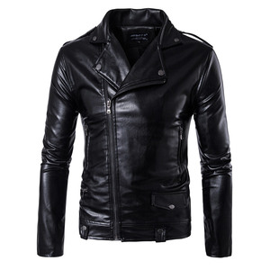 Blouson en cuir blanc pour hommes Blouson motard en cuir d'agneau véritable - Product Image 1