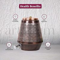 Distributeur d'eau en cuivre pur fait main de haute qualité, finition or antique moderne, avec robinet en laiton et logo personnalisé, idéal pour les mariages