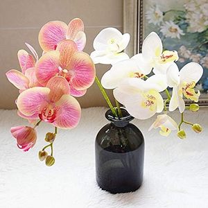 HCM venta al por mayor 6 uds flores de Orquídea Phalaenopsis artificiales con tallo para la decoración de Navidad del hogar - Product Image 1