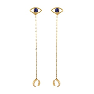 Boucles d'oreilles en argent plaqué or 925 à la mode Fournisseur Lapis Gemstone Cuff Boucles d'oreilles Bijoux Dainty Collection - Product Image 1