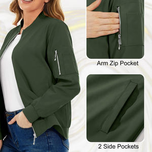 Chaqueta de Bombardero a prueba de viento mujer moda con bolsillos chaqueta de bombardero abrigo Vintage manga larga botón frontal ropa de abrigo femenina - Product Image 4