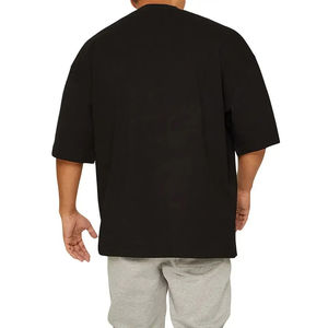 T-shirt à manches courtes en coton 300GSM, coupe box, logo personnalisé OEM, streetwear, poids lourd, coupe régulière, uni, col rond, séchage rapide, respirant - Product Image 3