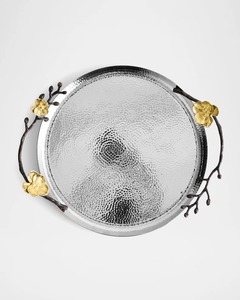 Plateau rond orchidée dorée - Product Image 2