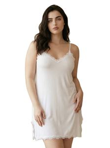 Camisón de encaje sexy para mujer, lencería, camisola con cuello en V, modal transpirable, babydoll, camiseta de dormir con cordón, talla 6XL, suave, para invierno - Product Image 2