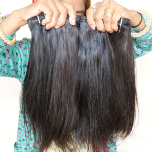 Genius trame cheveux humains non traités naturels lisses machine à double trame cheveux humains brésiliens - Product Image 3