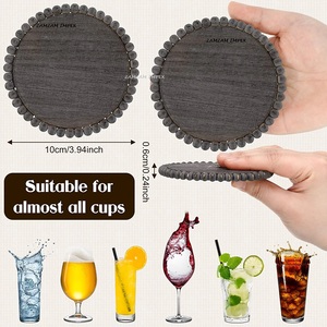 Juego de posavasos de madera con cuentas redondas de estilo rústico de granja, alfombrillas decorativas de madera para bebidas para uso doméstico y en la cocina - Product Image 2