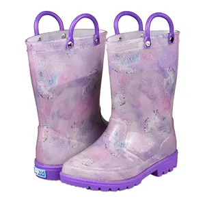 Factory Price Printed PVC Boots for Girls Waterproof Baby Rain Boots for Children for Summer Spring Autumn Seasons