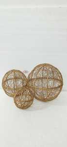 Esfera de mesa de alambre de hierro, juego de escultura de bola redonda colgante de Navidad recubierta de polvo dorado, 20/15/10cm, - Product Image 5