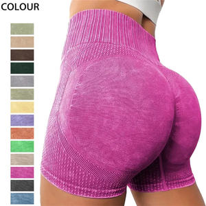 Leggings Cortos Deportivos para Mujer, Sólidos, Sin Costuras, Elásticos, de Cintura Alta, con Cordón Ajustable, Transpirables, para Gimnasio, Ciclismo, Yoga, Fitness, con Efecto Scrunch Butt - Product Image 1