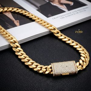 สร้อยคอทองคำ 10K แบบ Cuban Link พร้อมตัวล็อกเพชร สร้อยคอหรูหราสไตล์ฮิปฮอป เครื่องประดับสำหรับผู้ชายและผู้หญิง - Product Image 4