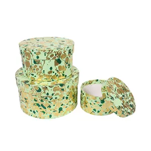 Boîte ronde en papier dur couleur vert clair 5X5X3 MM conception d'impression personnalisée utilisation d'emballage cadeau boîtes cadeaux en papier fabriquées à la main écologiques