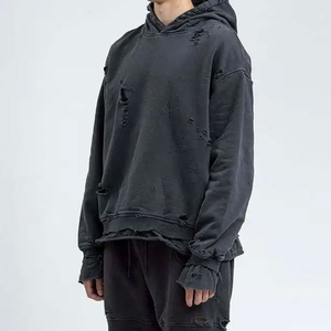 Vente en gros de sweatshirts à capuche délavés personnalisés surdimensionnés de haute qualité sweatshirts en éponge française sweatshirts à capuche vintage pour hommes - Product Image 3