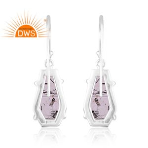 Boucles d'oreilles pendantes en argent sterling fin, pierre Rutile noire naturelle, fabricant de bijoux personnalisés - Product Image 4