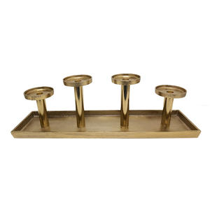 Awesome Decorative Rect Tray W/4 T Lite Candle Holder Gold Finished candle Stand For Home Wedding Decor Handmade in bulk - Product Image 1