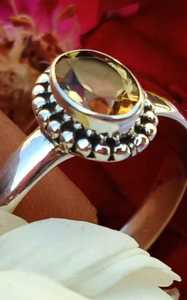 Bague ovale en citrine faite à la main, en argent sterling, pierre de naissance de novembre, bijou élégant, cadeau pour femme, design bohème - Product Image 4