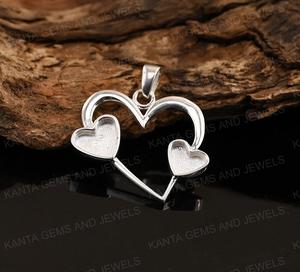 จี้กรอบรูปหัวใจไม่มีขอบสองอันสำหรับงานทำจากเรซินและขี้เถ้า/นมหน้าอกขนาด6มม. 8มม. สีเงิน925 - Product Image 5