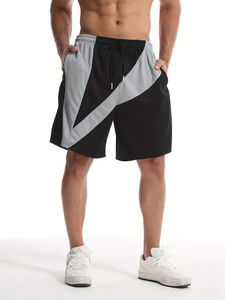 Custom Logo Men's Gym Shorts Streetwear Knitted Plain Microfiber Sport Shorts <b>Drawstring</b> Different Colors Casual Comfortable - Product Image 2