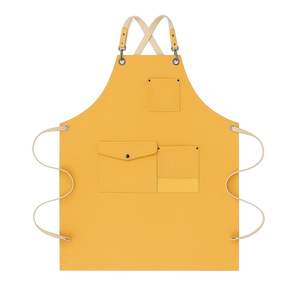 Delantal de Preparación de Alimentos de Lona y Cuero con Bolsillos con Cremallera para Cocinas Profesionales - Product Image 3