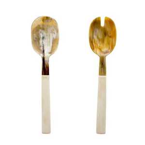 Juego de Cubiertos de cuerno de búfalo artesanal Sami más vendido, la mejor cuchara de ensalada para servir en la cocina del hogar de Crescent Crafts - Product Image 2