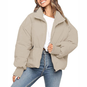 Doudoune femme surdimensionné décontracté rembourré isolé manteau matelassé à manches longues capuche fermeture à glissière respirant doudoune - Product Image 1