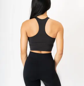 Camiseta deportiva de manga corta para mujer, Top corto de Yoga, tanktop personalizado de la mejor calidad, venta al por mayor - Product Image 5