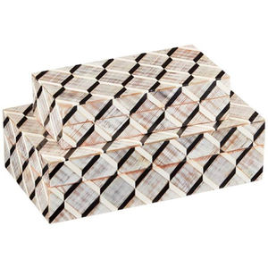 Forme et taille personnalisées Boîte de rangement pour bijoux en bois de bambou et incrustation d'os Design merveilleux Boîte à bijoux élégante Présentoir organisateur - Product Image 4