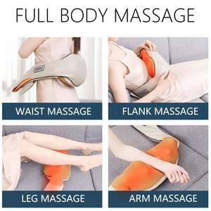 Masseur électrique pour le cou et les épaules beige avec chaleur apaisante, massage 3D par pétrissage, coussin de massage pour voiture, bureau, maison, soulagement de la douleur - Product Image 5